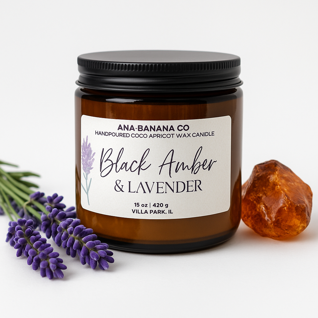 Black Amber and Lavender Candle – Ana Banana Co