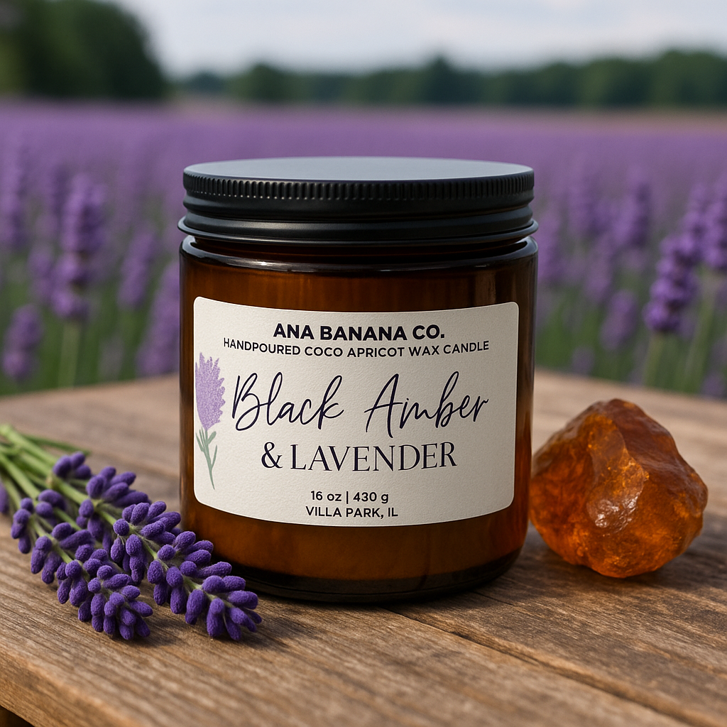 Black Amber and Lavender Candle