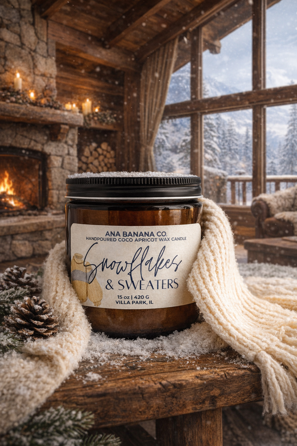 Snowflakes and Sweaters Candle